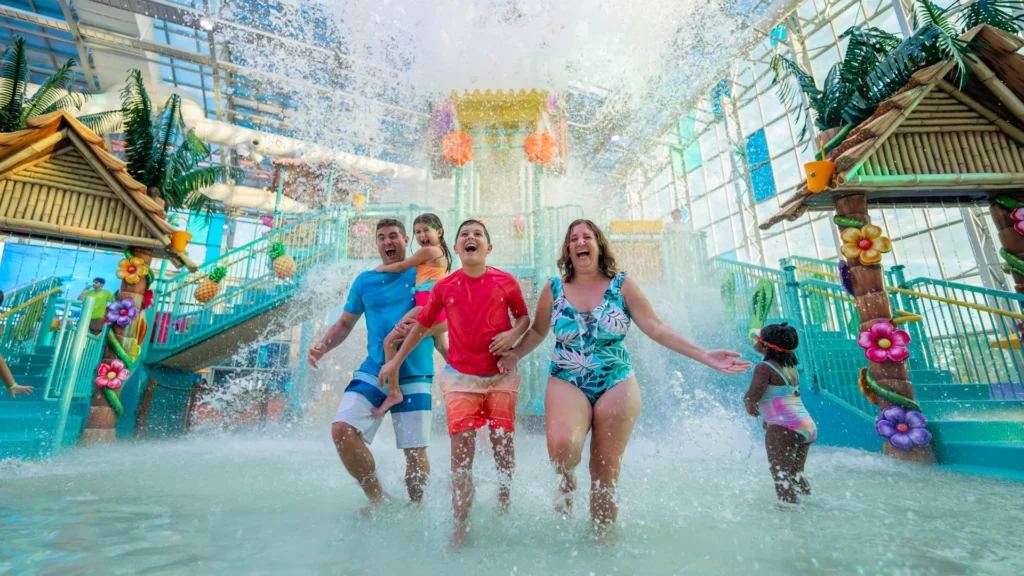 Family at Tropic Falls indoor water park next door to Tropic Hideaway